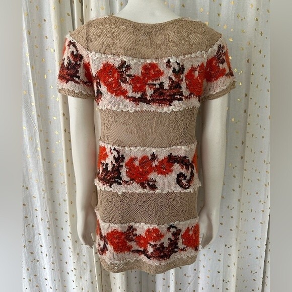 Anthropologie Knitted & Knotted Banded Bouquets Alpaca Wool Cashmere Sweater S - Picture 5 of 7